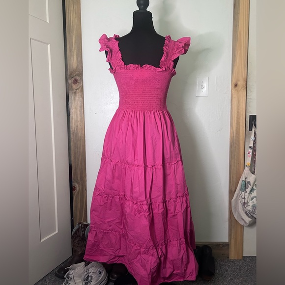 Hill House the Nap Dress Pink Ruffled Smocked Tiered Maxi Dress Cottagecore - Picture 2 of 7